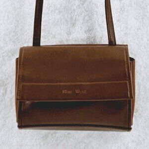 Nine West Brown Smooth Faux Leather Organizer Crossbody